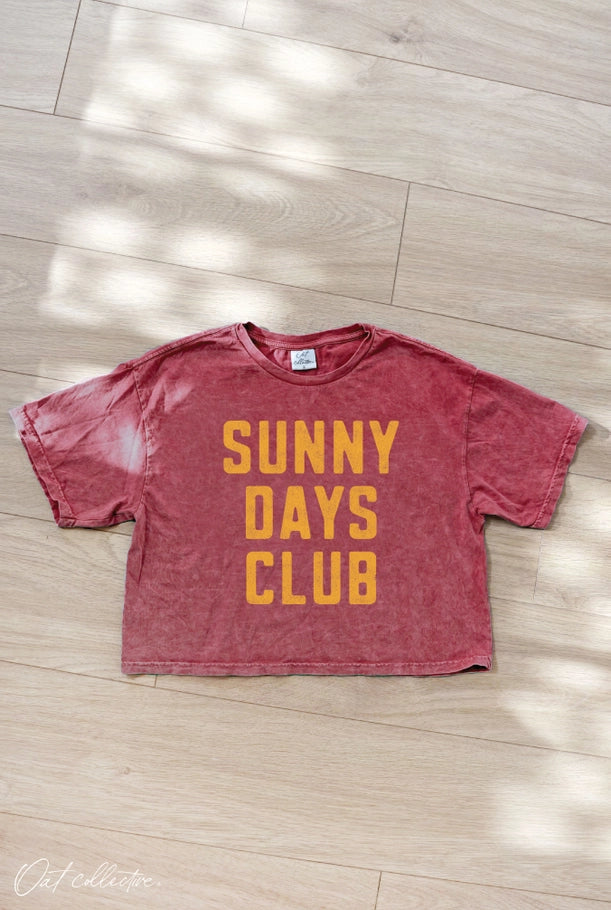 Sunny Days Club Cropped Mineral Graphic Top - Cardinal