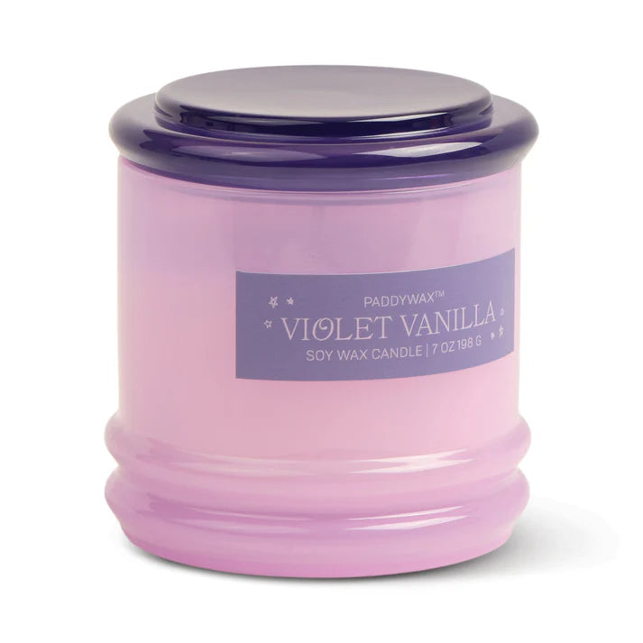 7oz Stacked Glass Candle - Violet Vanilla