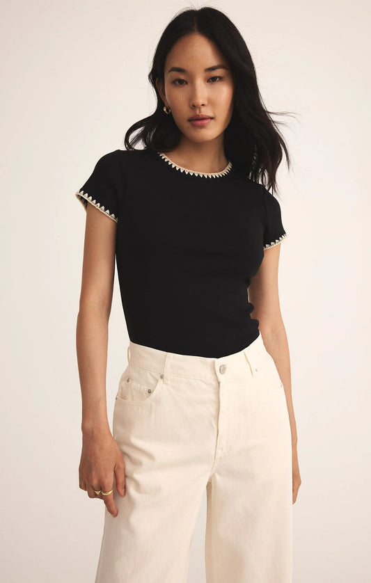 Cassis Rib Tee - Black