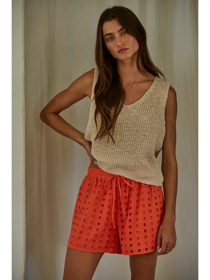 Knit Sweater Vest Top - Sand