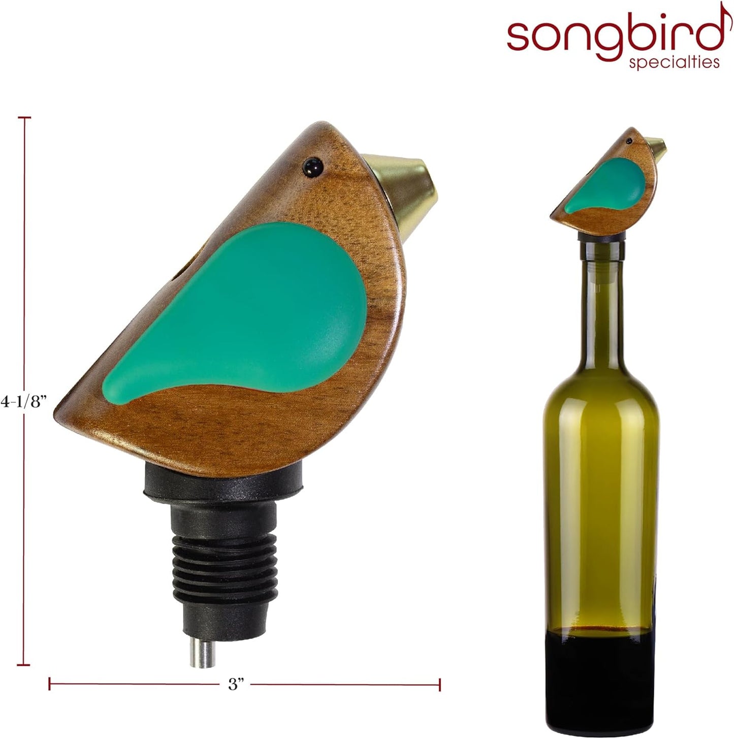Songbird Wine Bottle Pourer - Turquoise