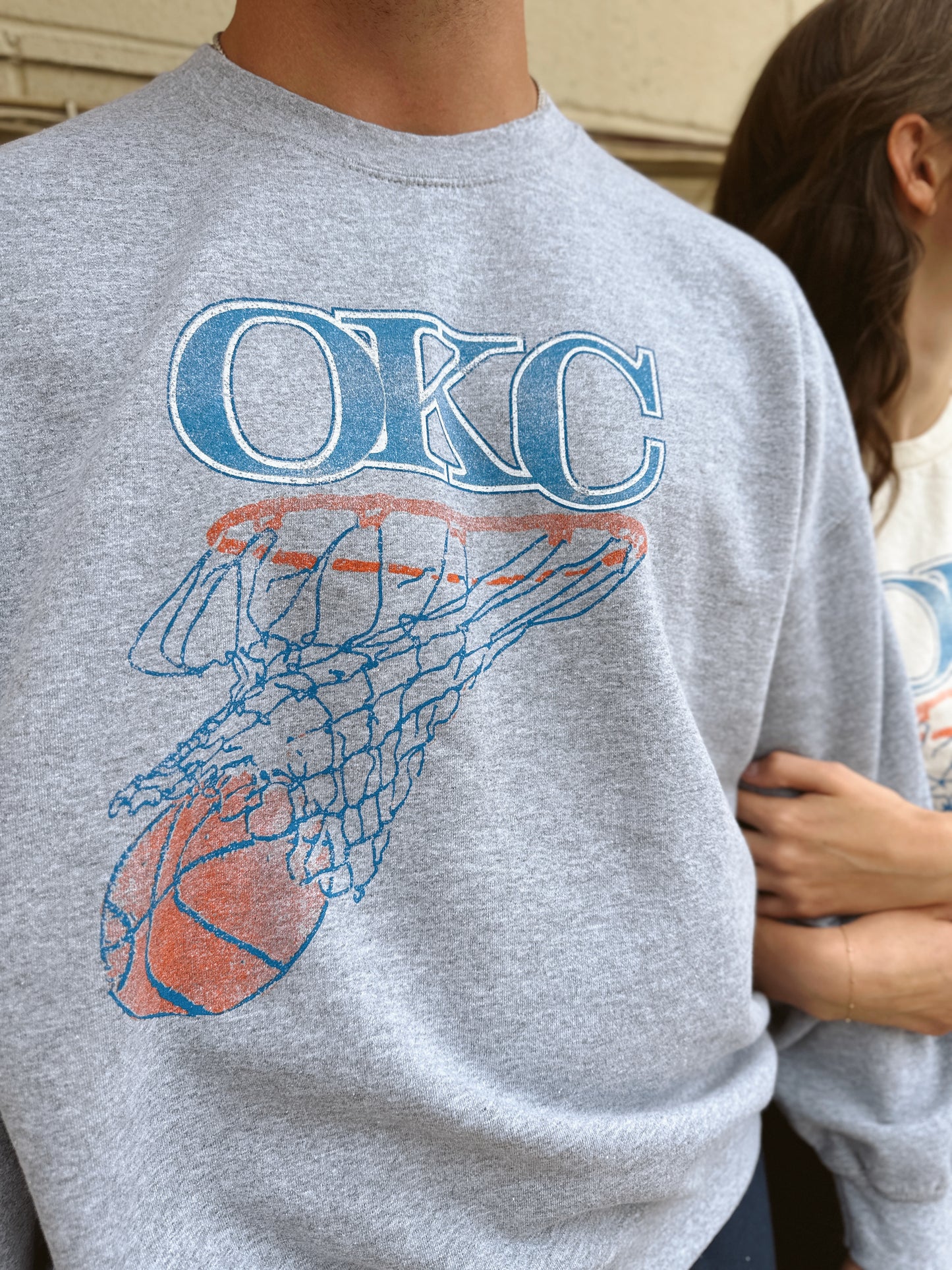 OKC Basketball Net Thrifted Sweatshirt