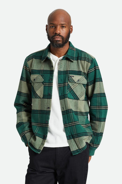 Bowery Heavy Weight L/S Flannel - Pine Needle/Olive Surplus