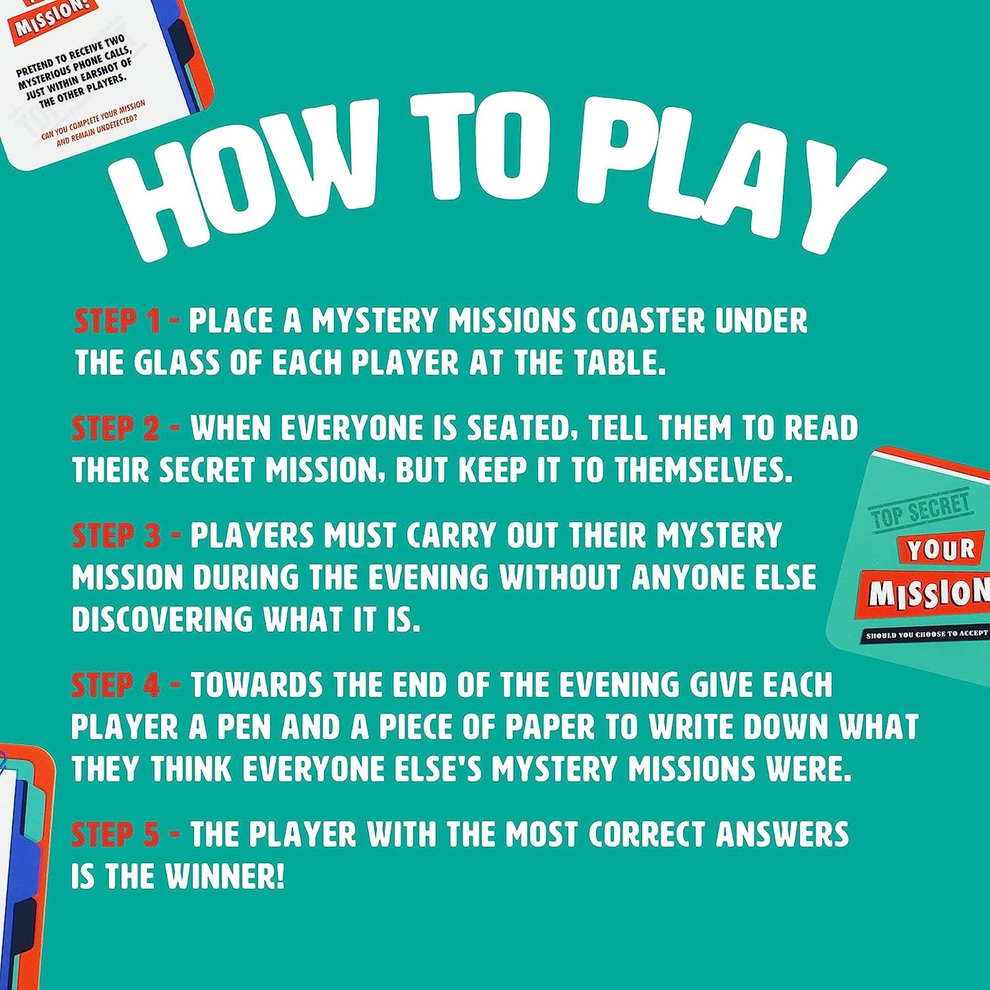 Mystery Mission Coaster Party Game
