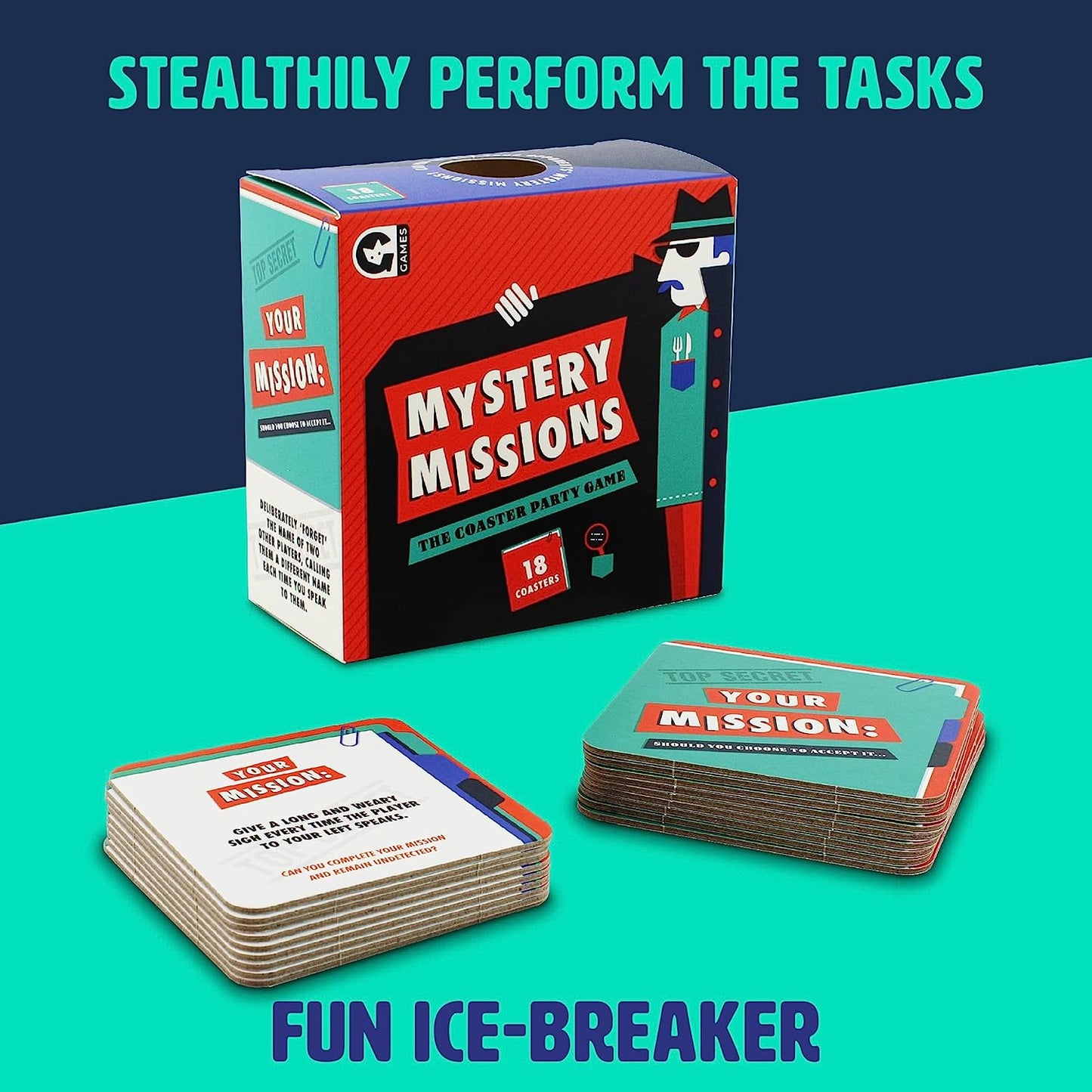 Mystery Mission Coaster Party Game