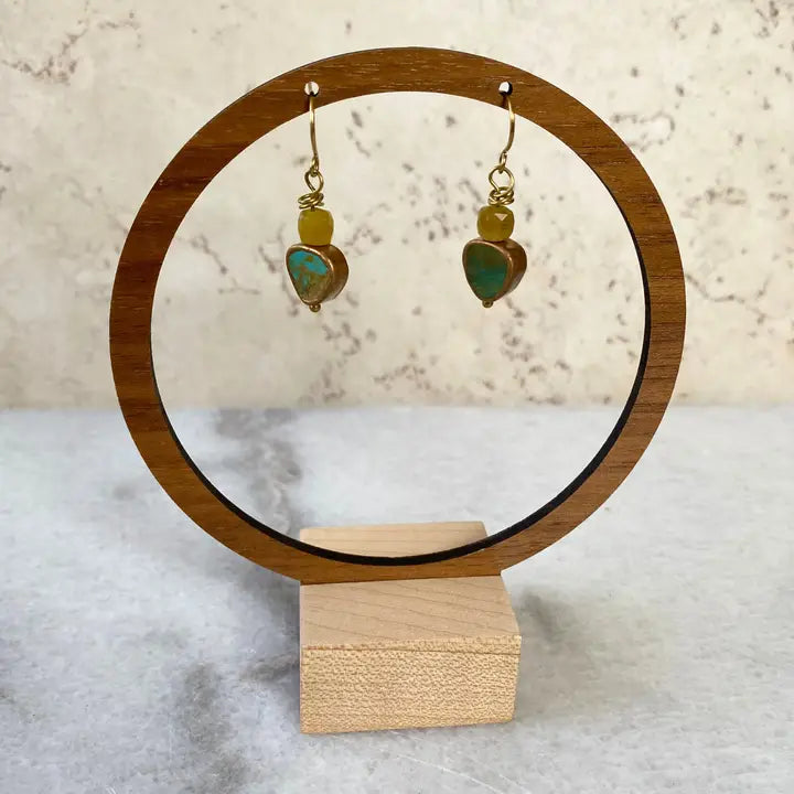 Turquoise Stone Gold Vermeil Earrings - Cube Stone