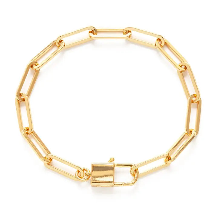 Paperclip Padlock Statement Bracelet