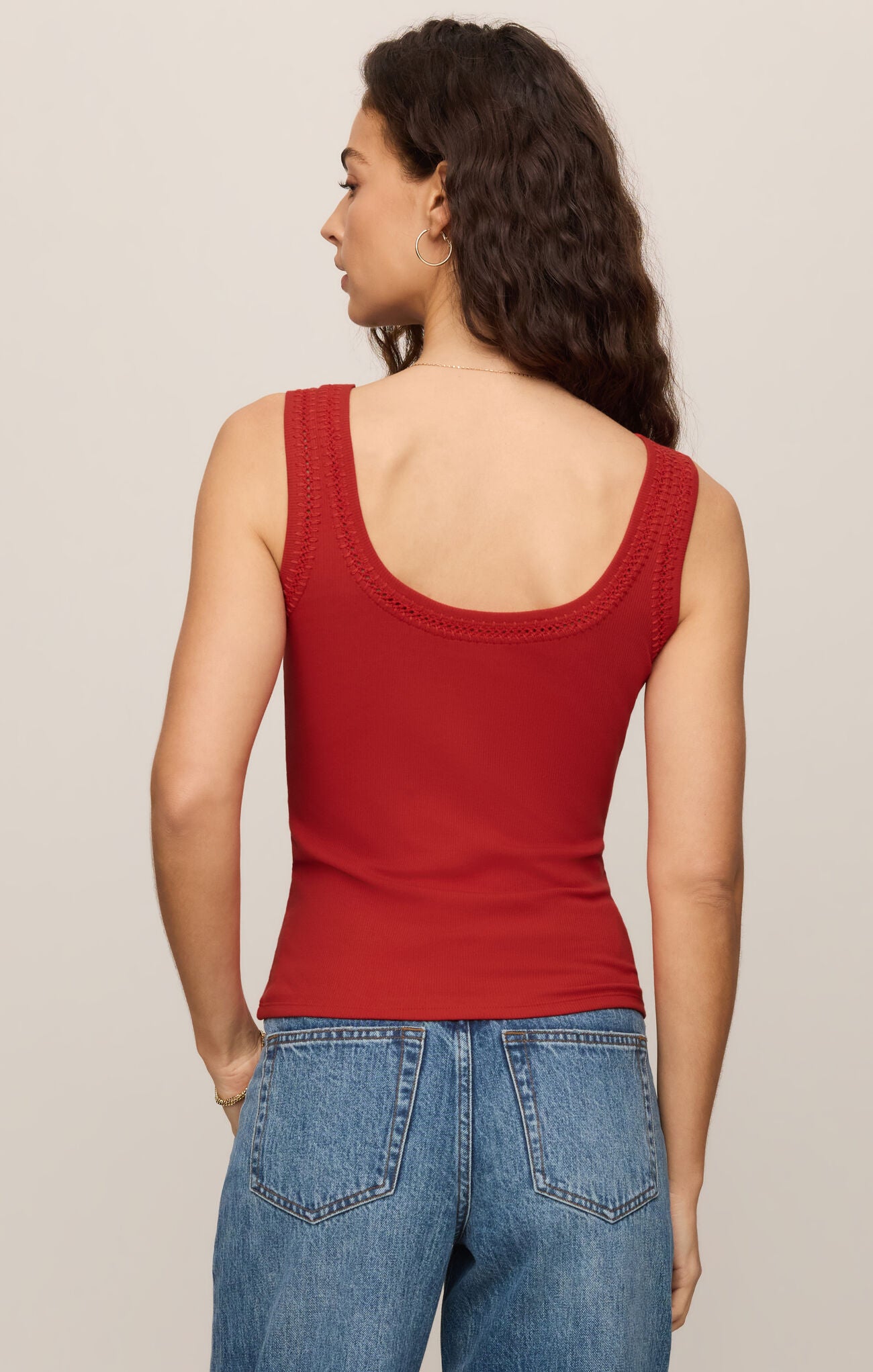 Larkin Embroidered Tank - Chili Pepper