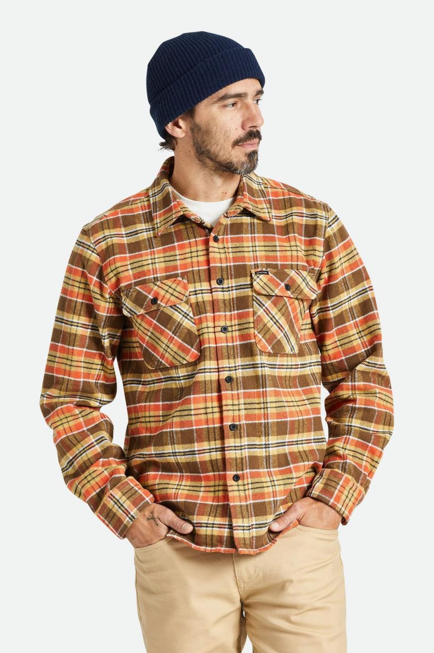 Bowery Heavy Weight L/S Flannel - Desert Palm/Antelope/Burnt Red