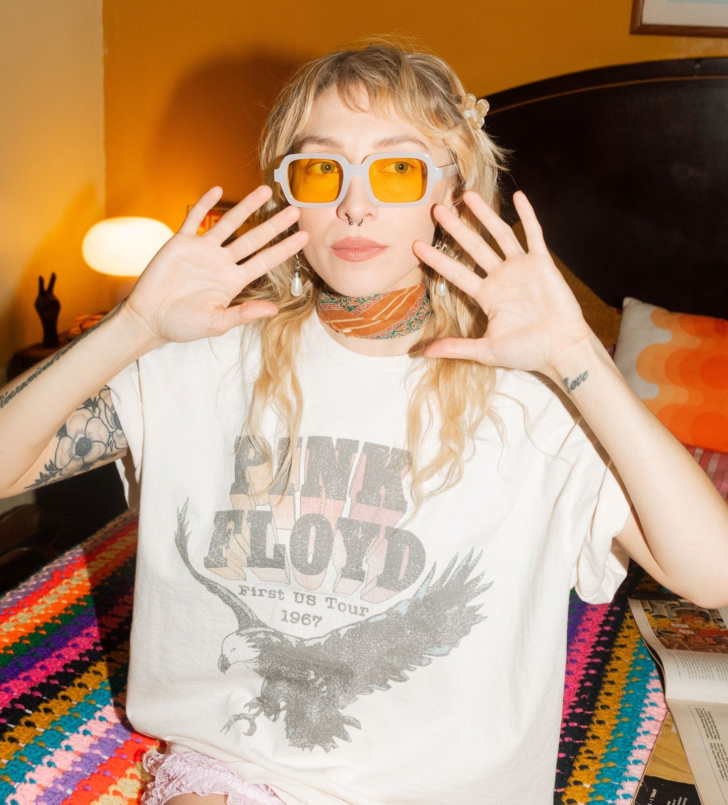 Pink Floyd Eagle Thrifted Tee - Off White
