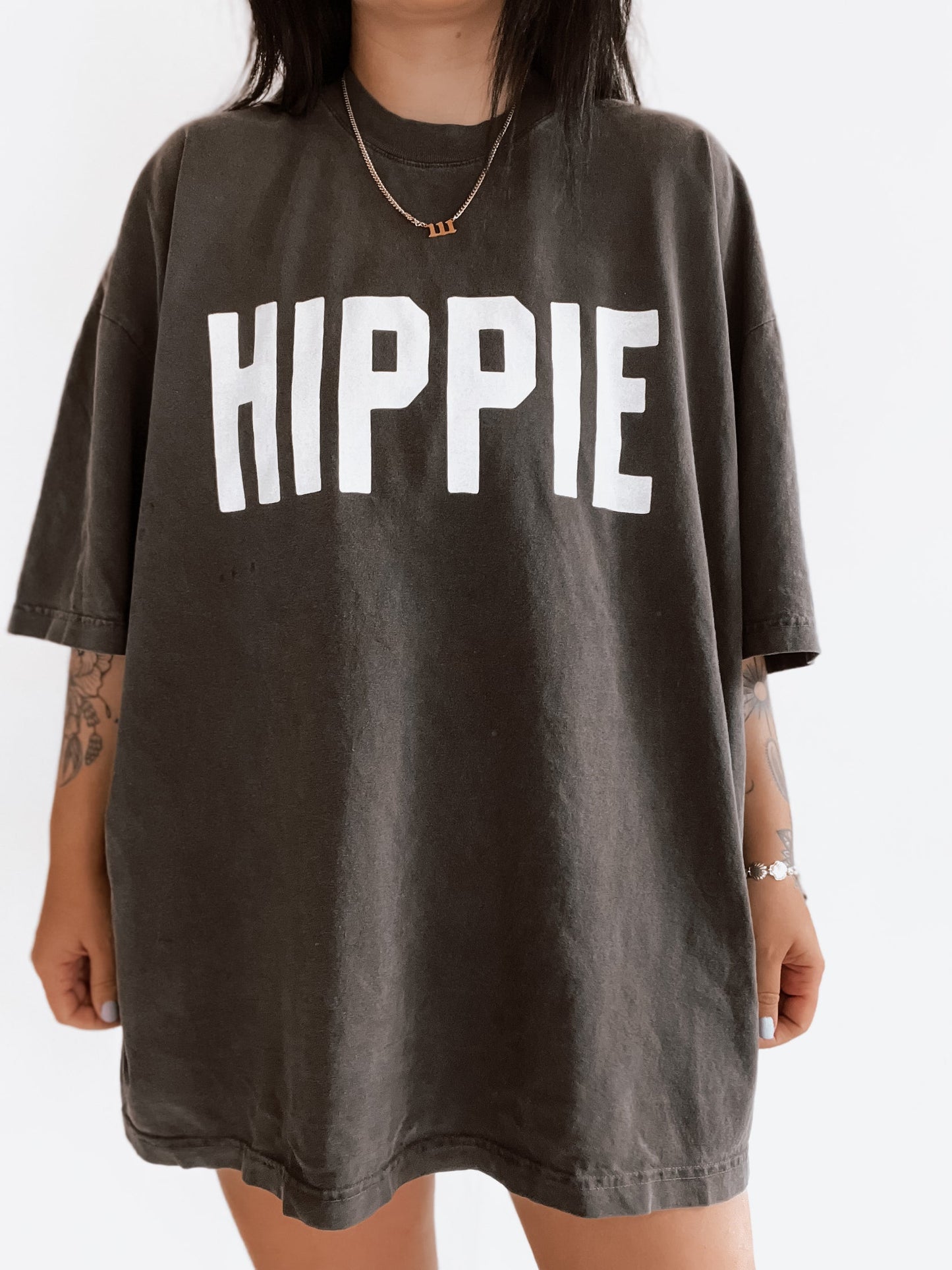 Hippie Oversized Graphic Tee - Smoke