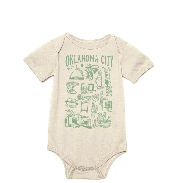OKC Bucket List Onesie - Heather Dust