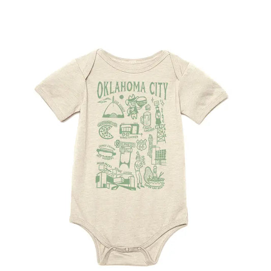 OKC Bucket List Onesie - Heather Dust
