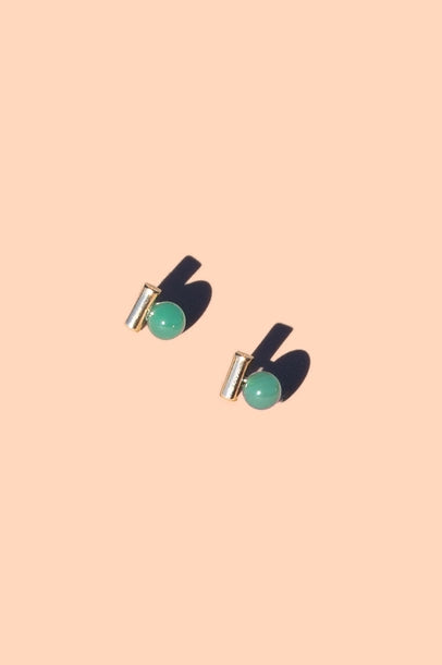 Morse Code Studs - 18K Gold Plated Aventurine
