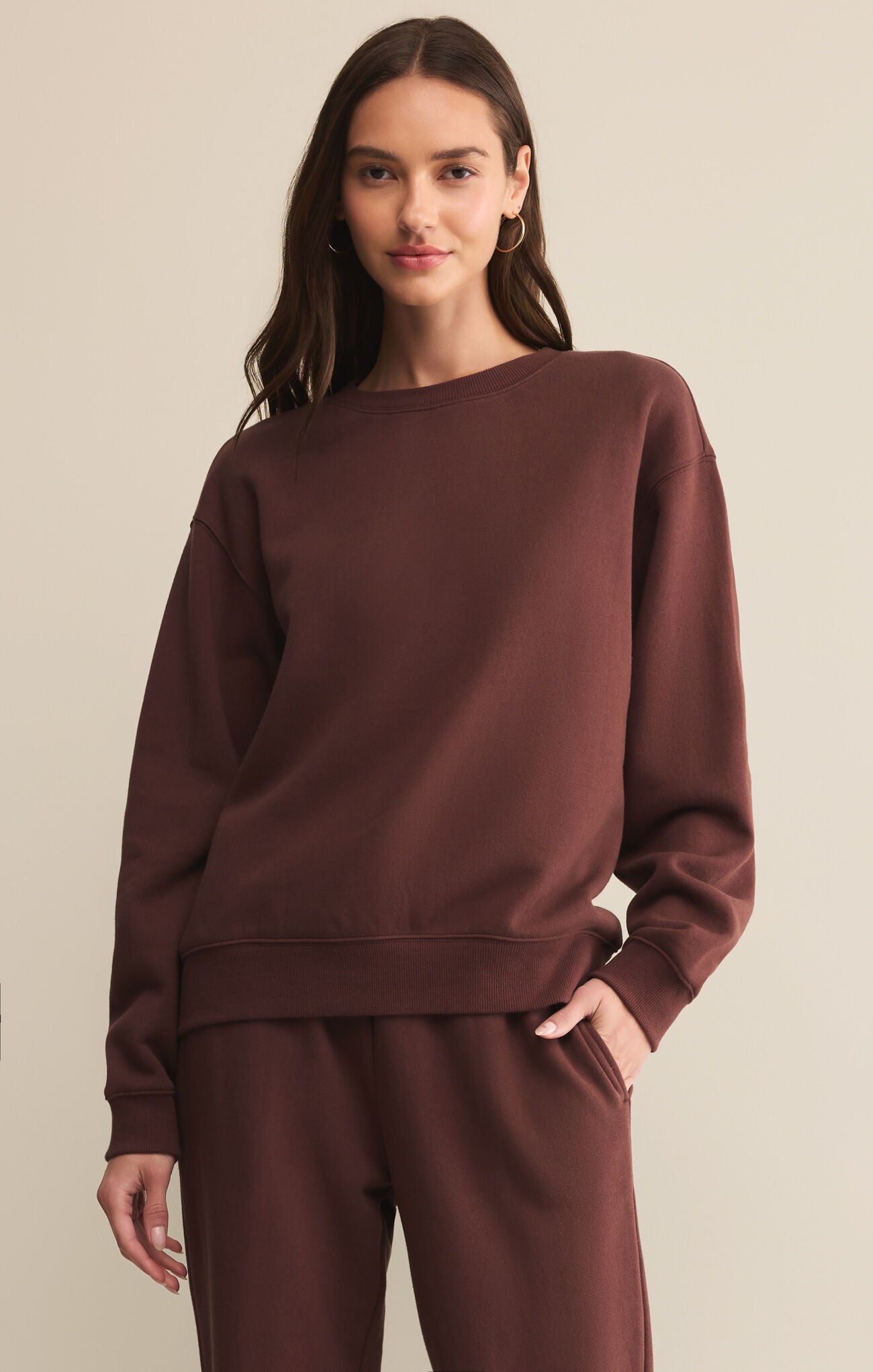 Boyfriend Cotton Sweatshirt - Sandalwood