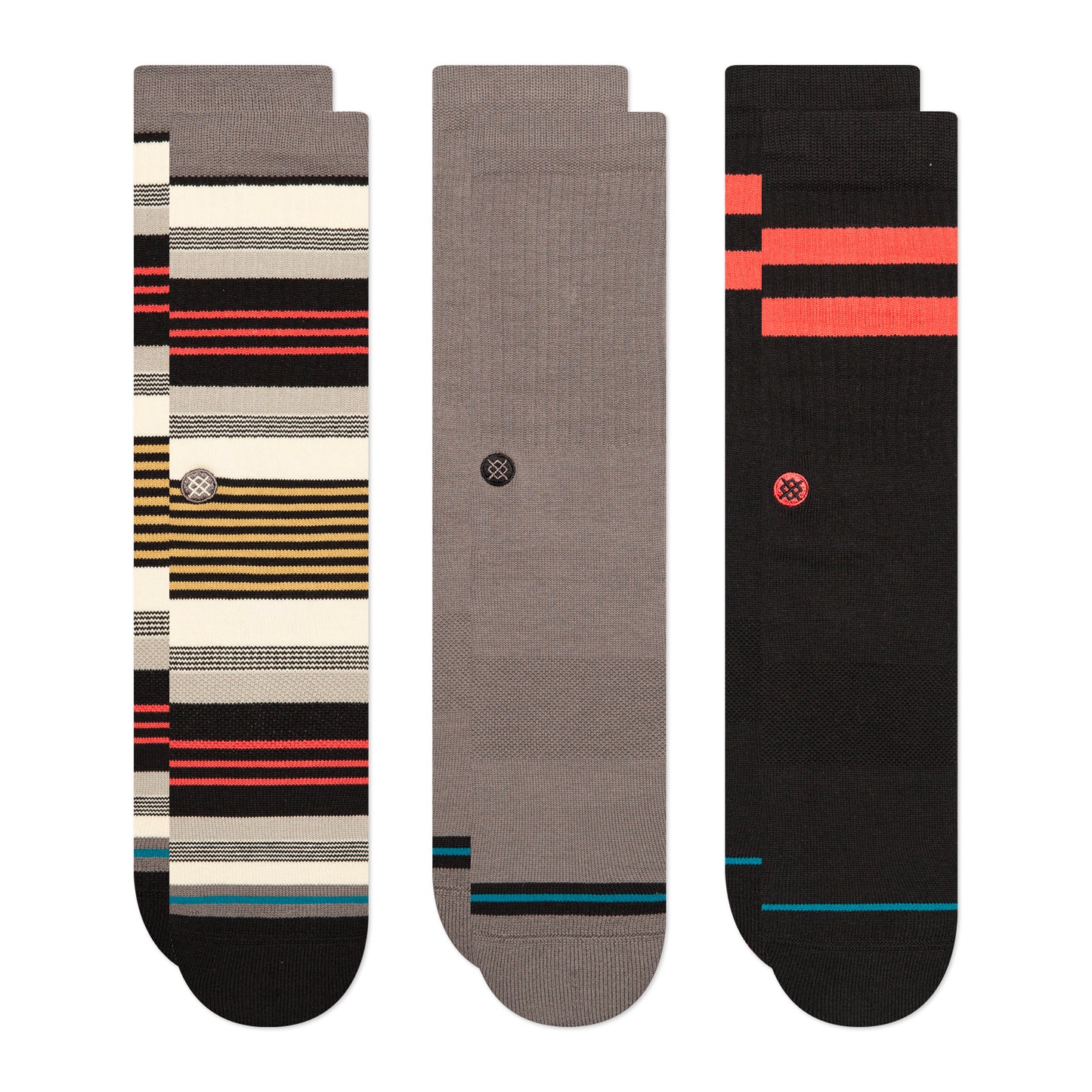 Parallels 3 Pack Crew Socks - Multi