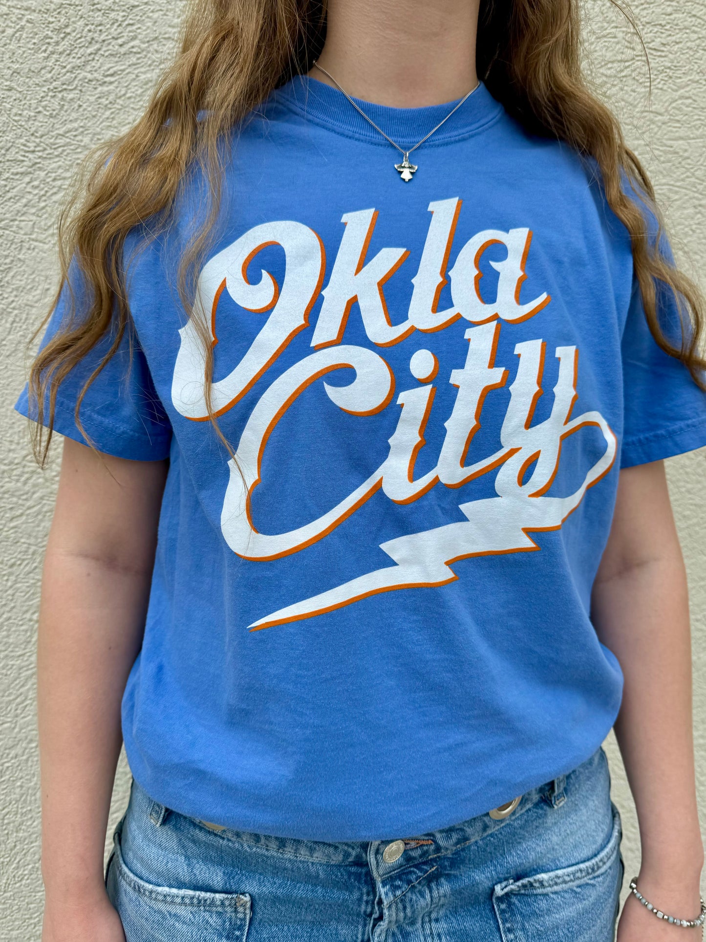 Okla City Bolt Script Tee - Mystic Blue