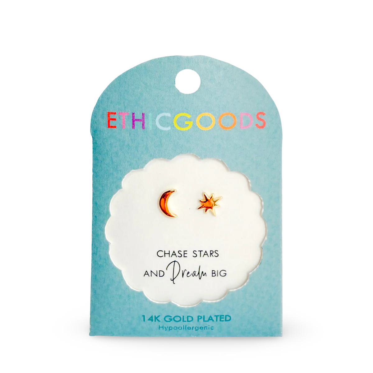 Moon and Star Tiny Stud Earrings