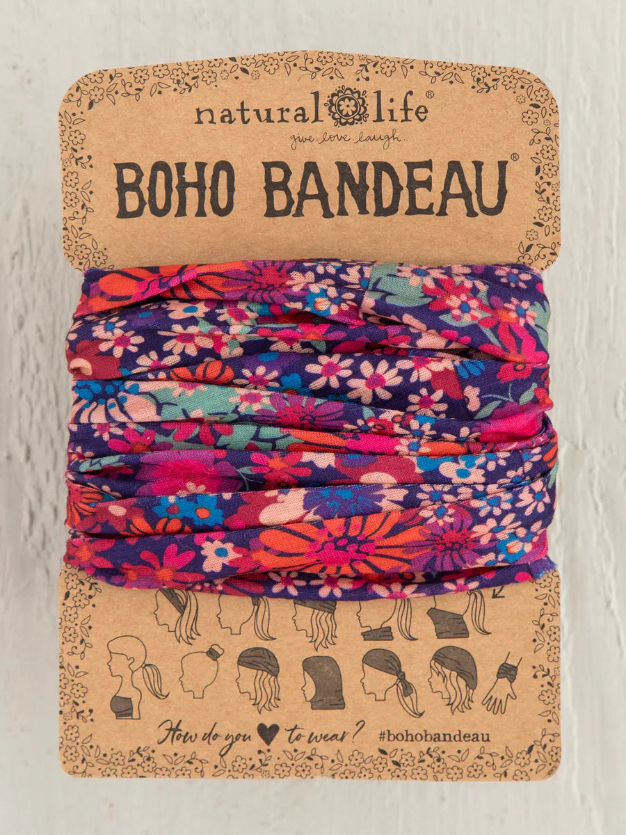 Boho Bandeau - Dark Red Pink Floral