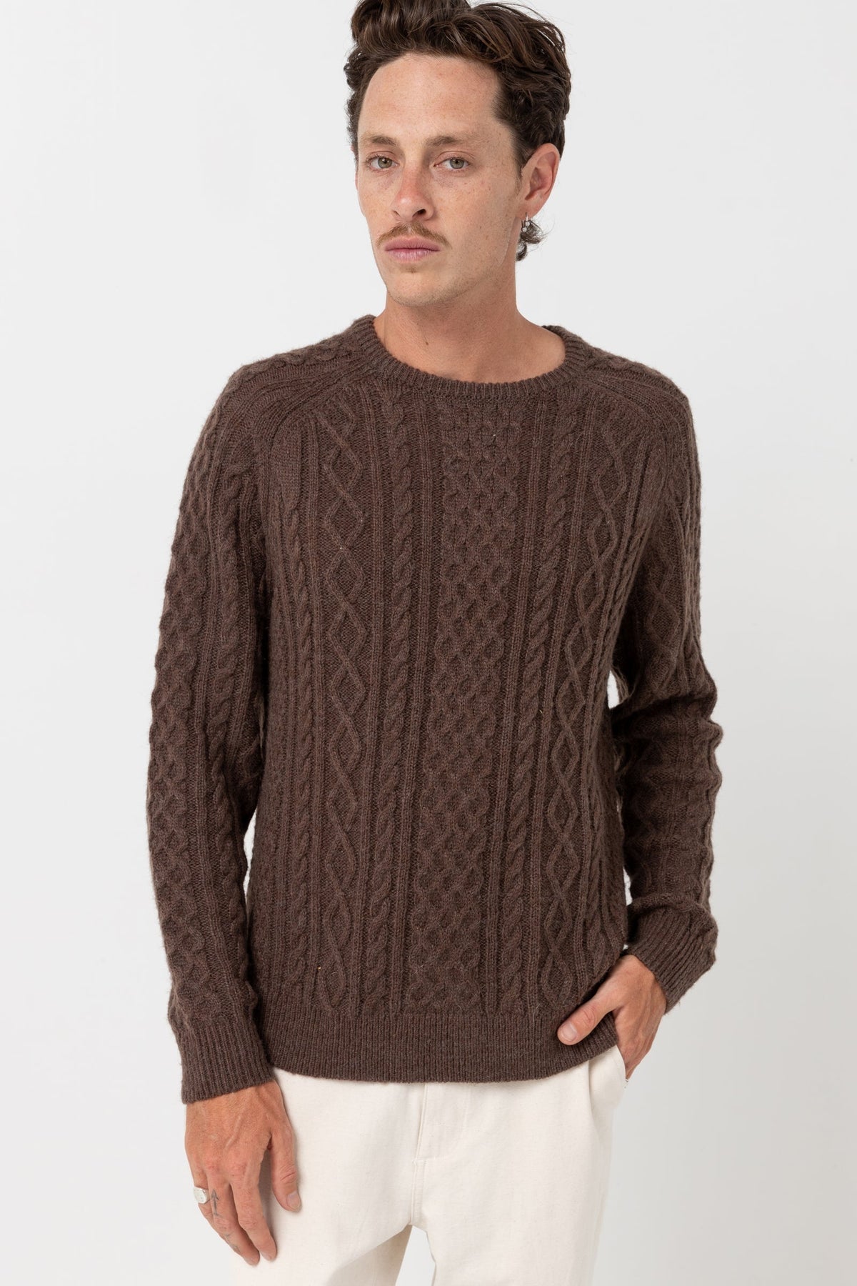 Mohair Fisherman's Knit - Brown