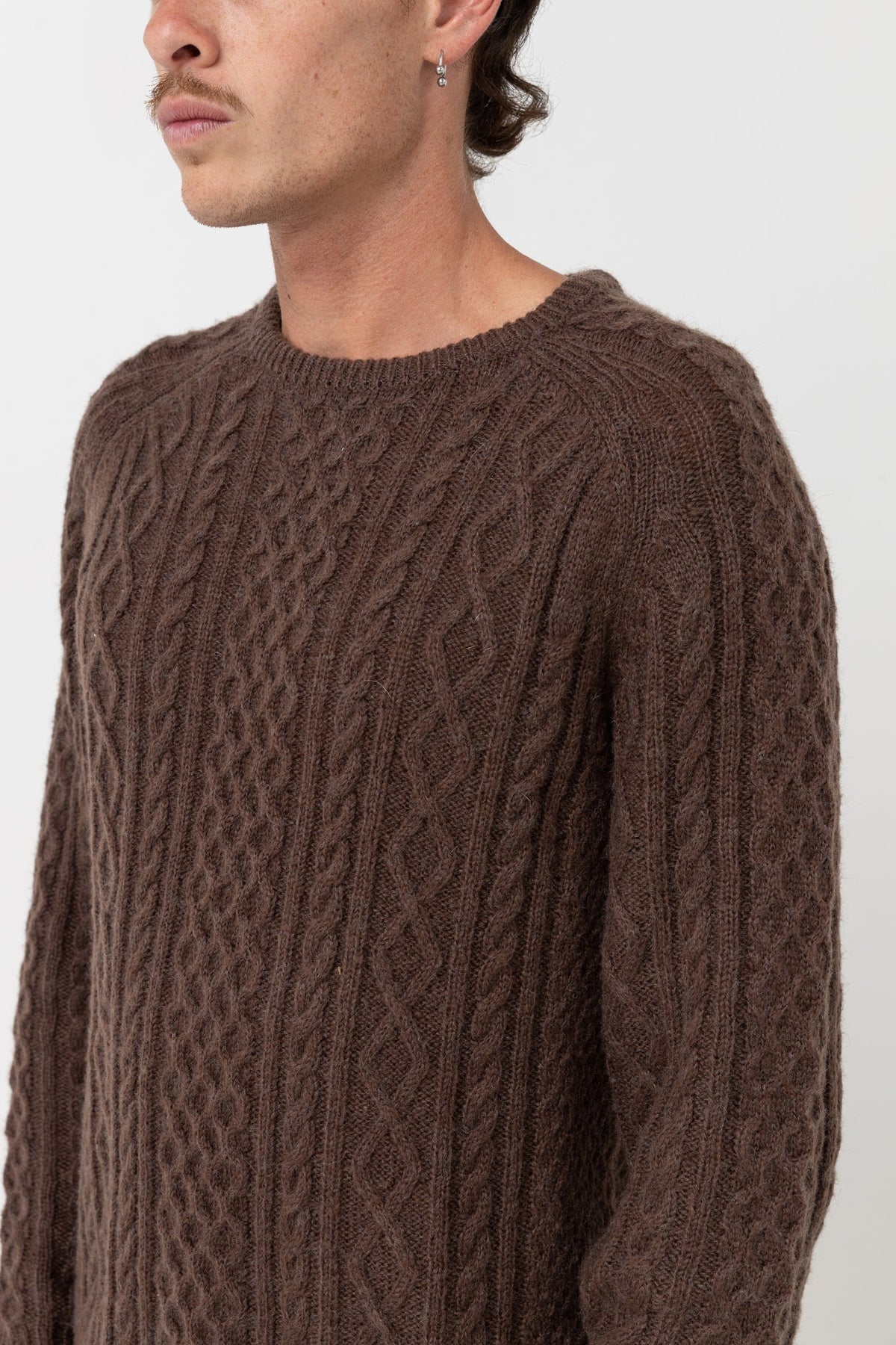 Mohair Fisherman's Knit - Brown