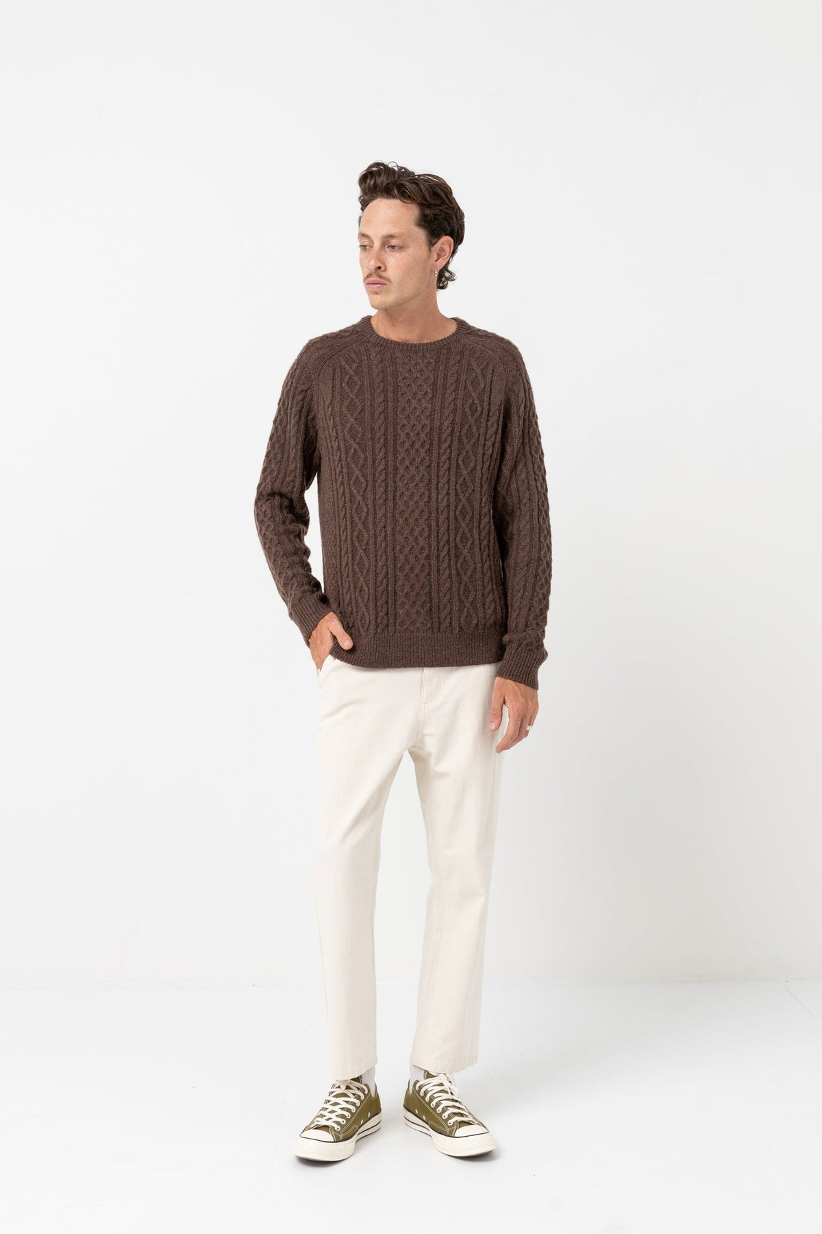 Mohair Fisherman's Knit - Brown