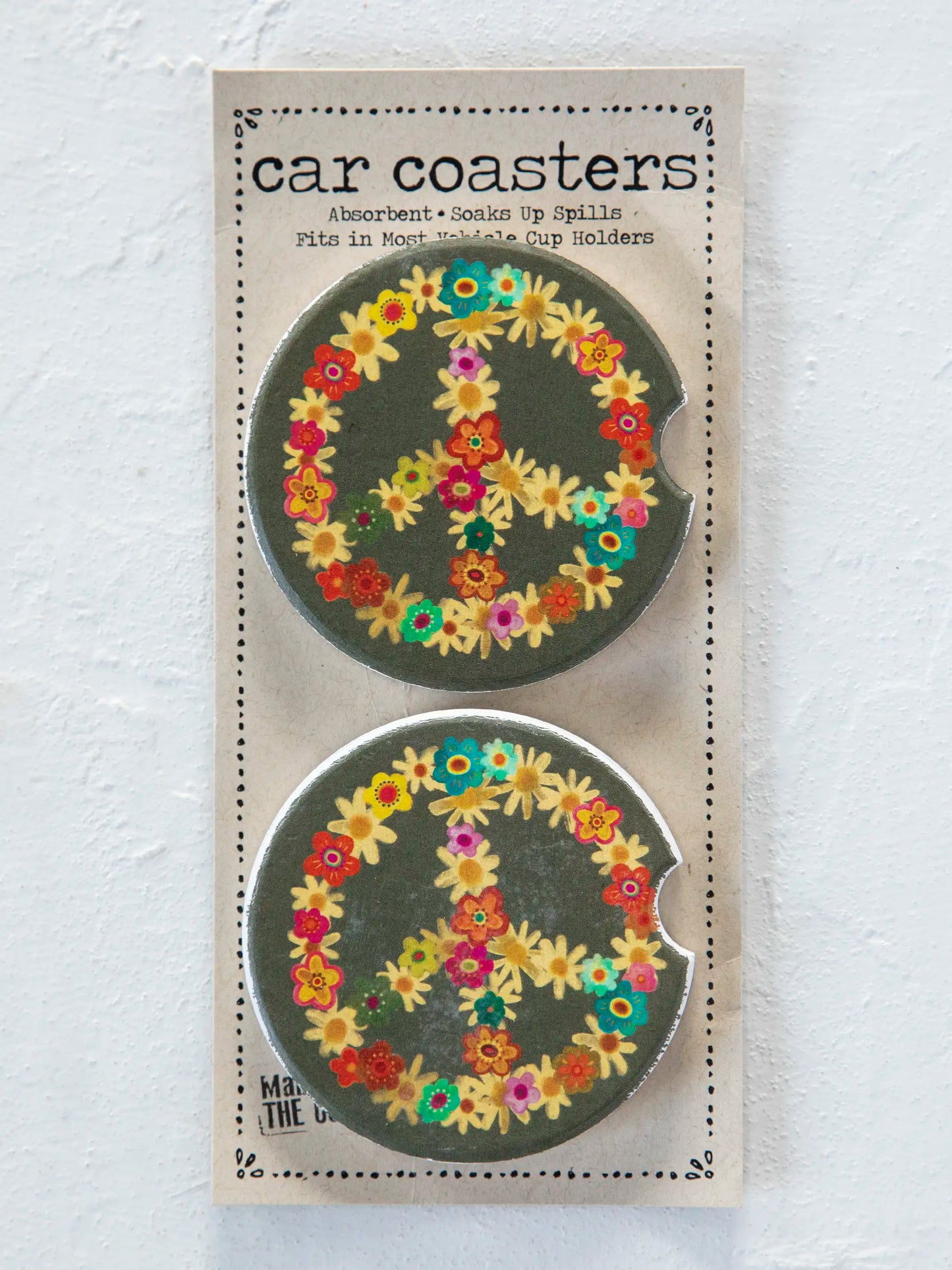 Car Coasters Set of 2 - Peace Sign