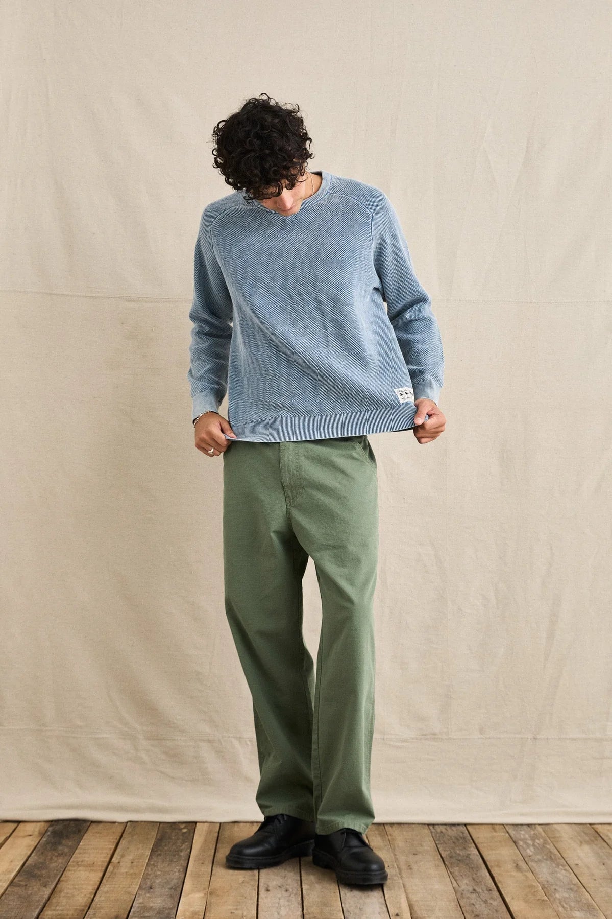 Polu Crew Knit - Washed Blue