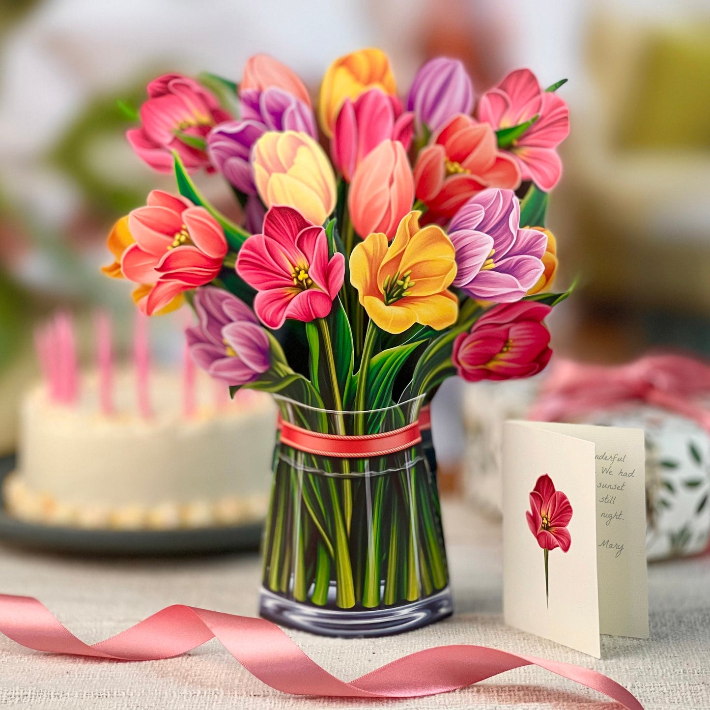 Festive Tulips 3D Pop Up Bouquet