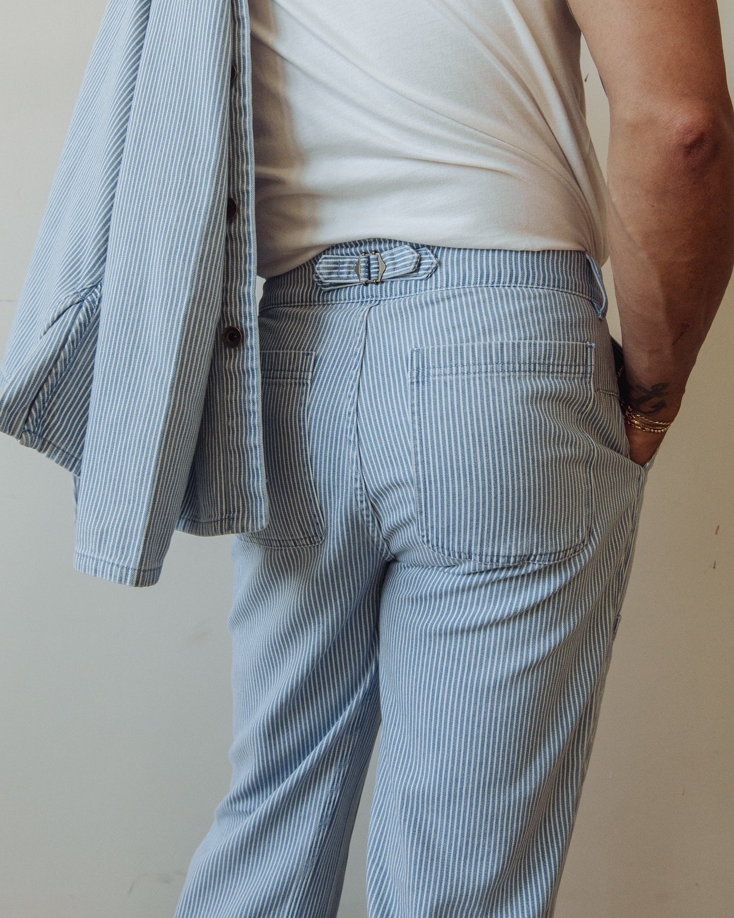 Courier Pant in Indigo Hickory Stripe