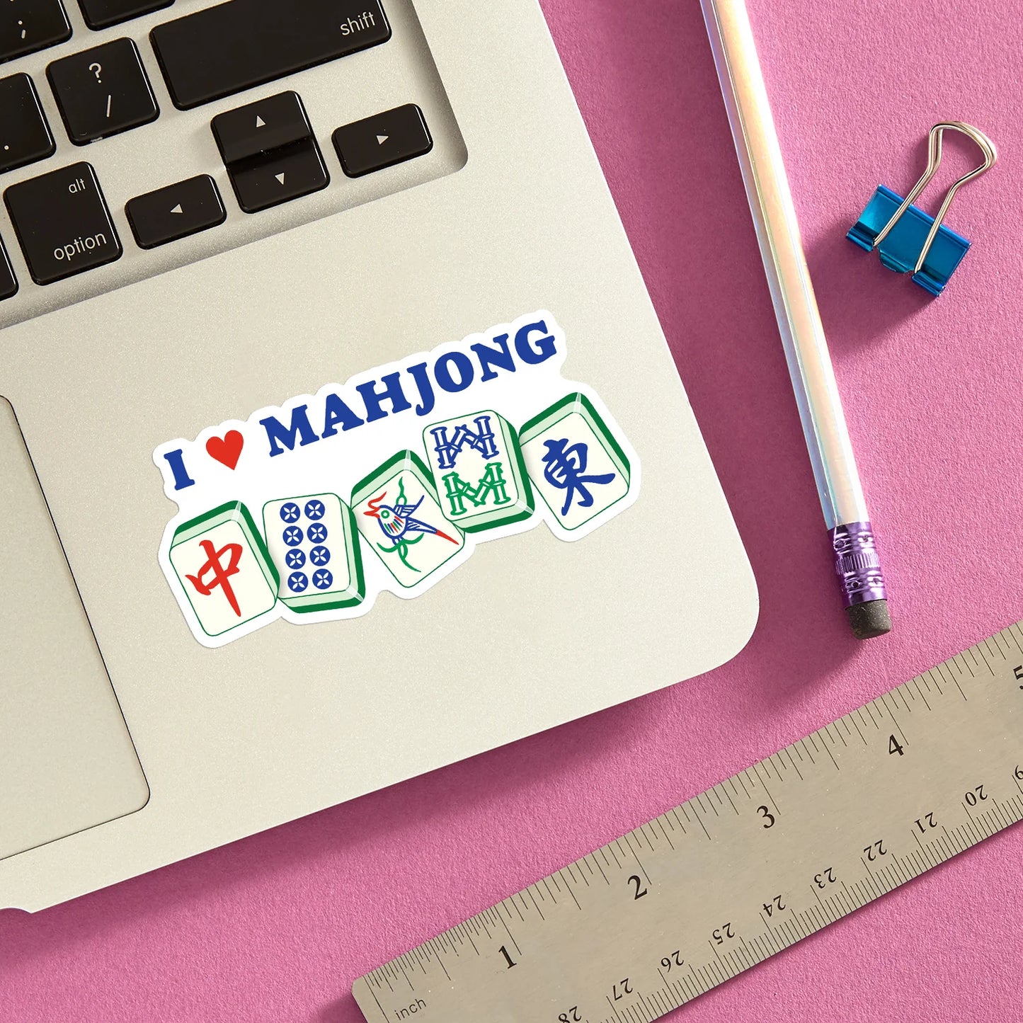 I Heart Mahjong Sticker