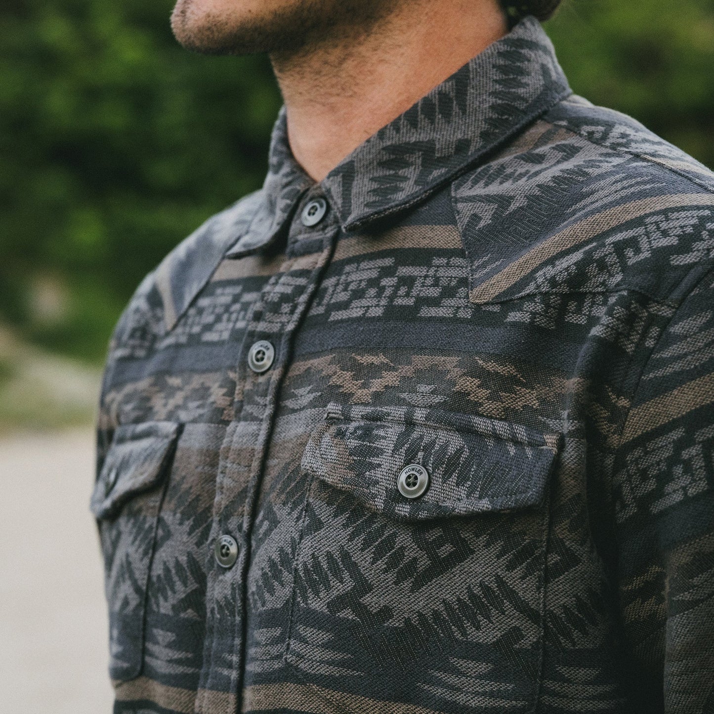 Sheridan Shirt : Herrador Jacquard - Pencil Lead