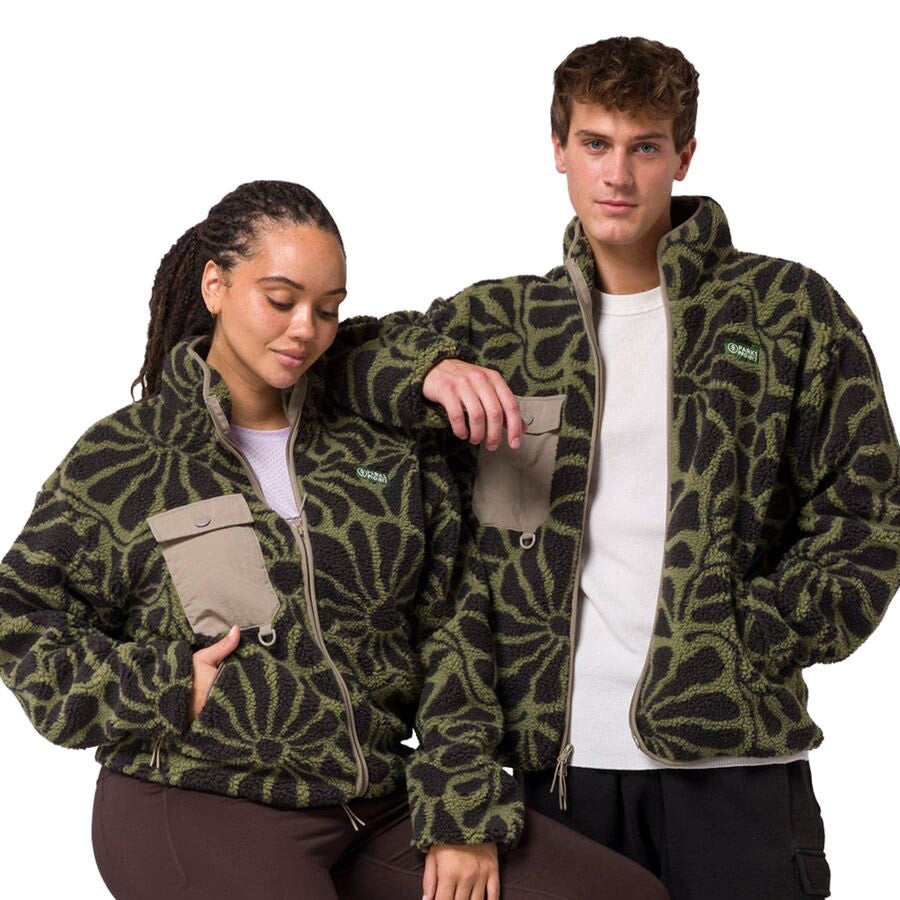 Wildflowers Full Zip High Pile Fleece - Fern