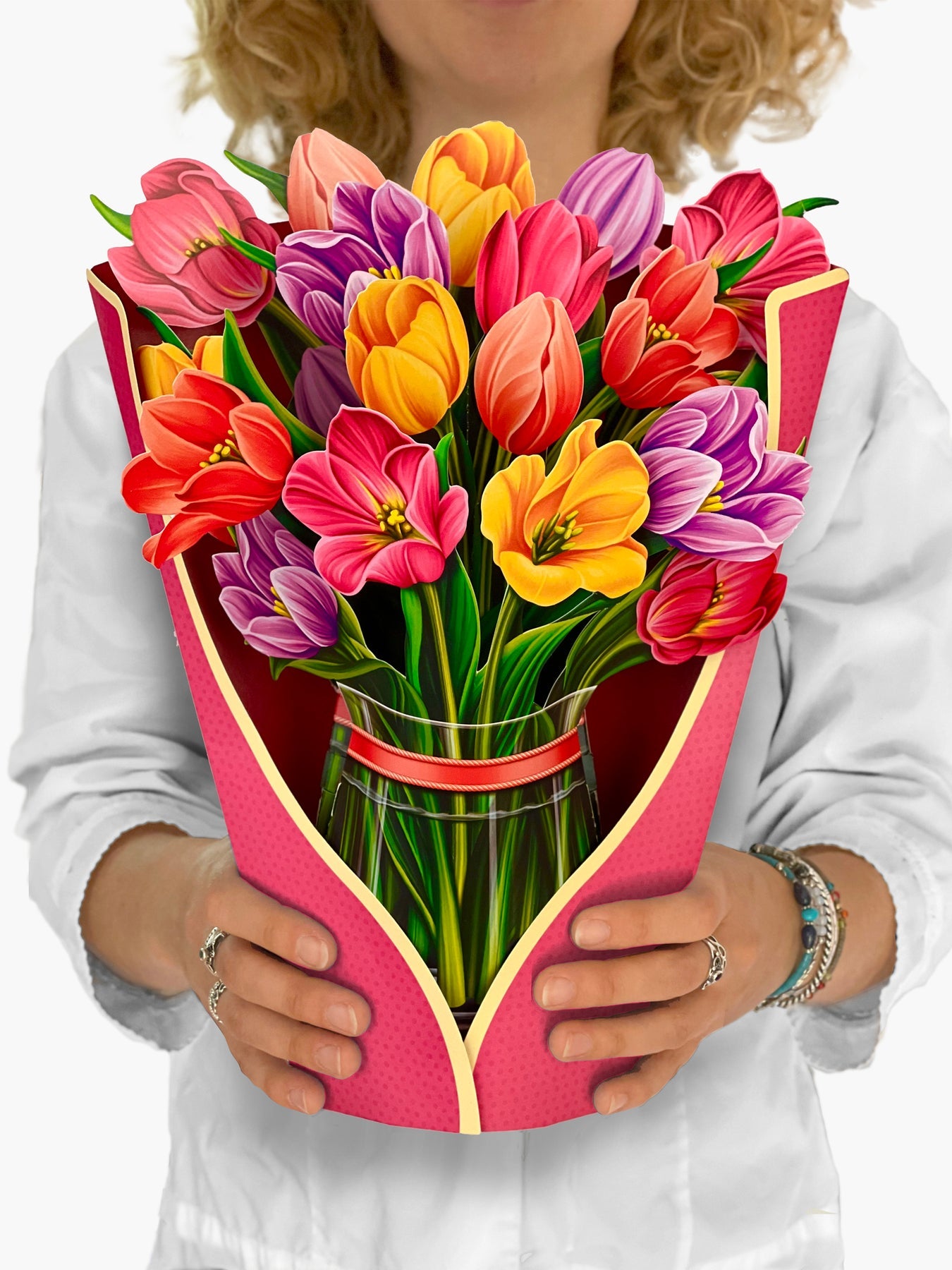 Festive Tulips 3D Pop Up Bouquet