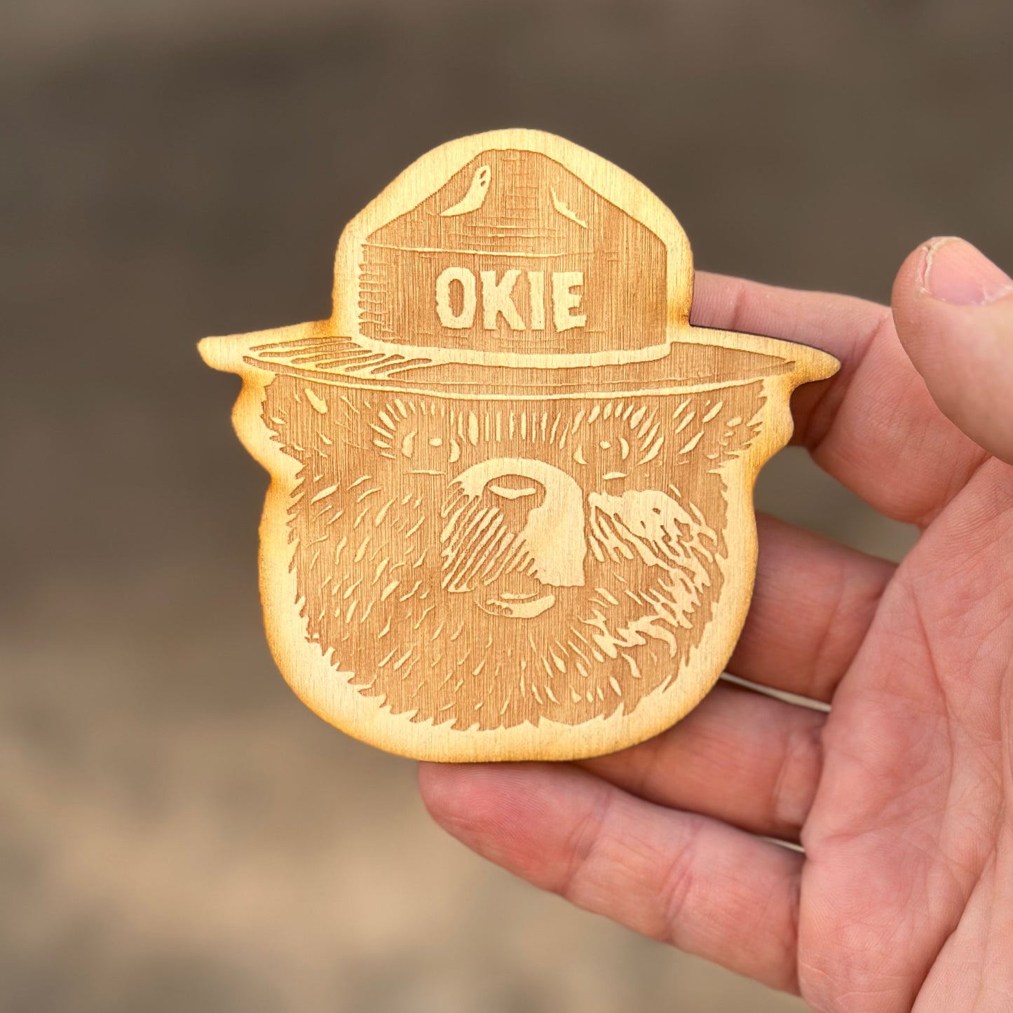 OK Hat Laser Cut Wood Magnet