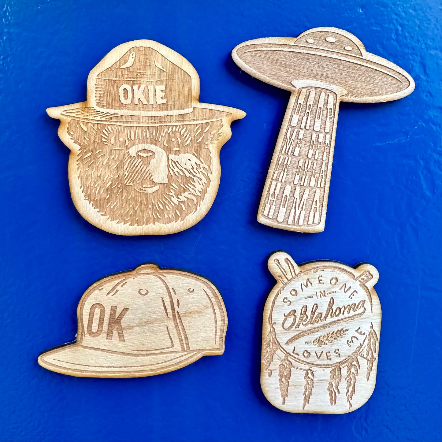 OK Hat Laser Cut Wood Magnet