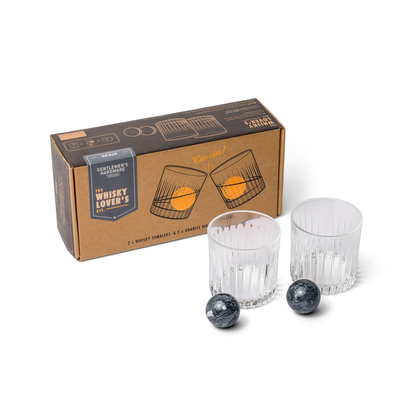 Cocktail Tumbler + Whiskey Stone Set