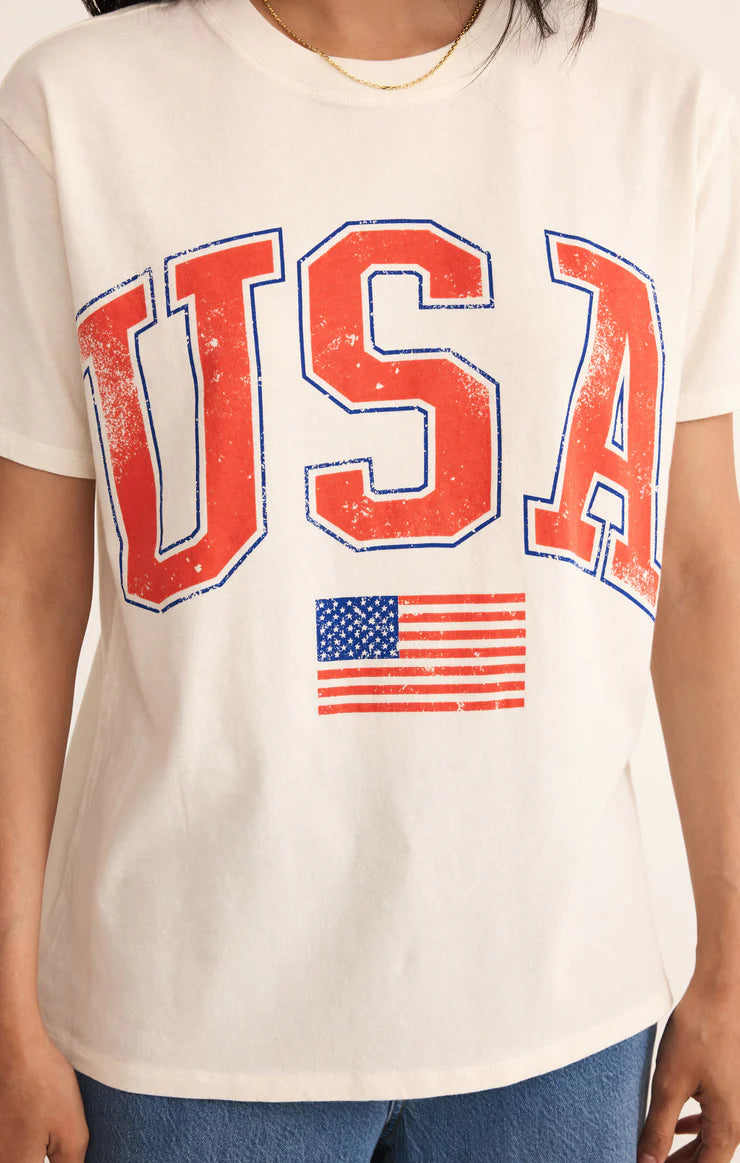 Flag Boyfriend Tee - Sea Salt