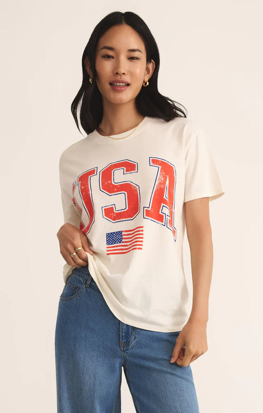Flag Boyfriend Tee - Sea Salt