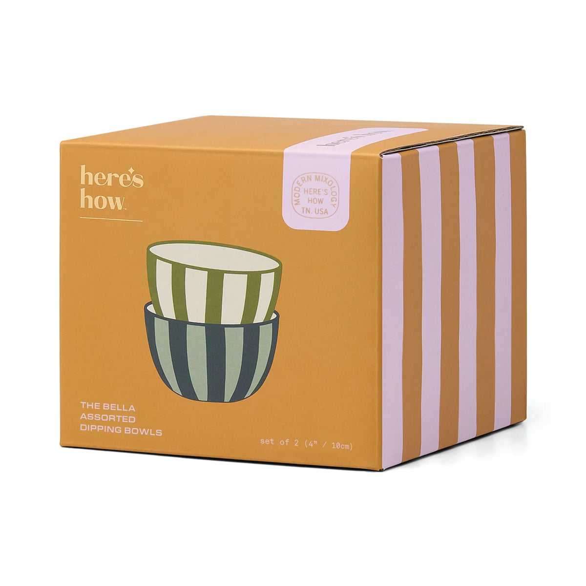 The Bella Dipping Bowls - Green + Blue Stripe