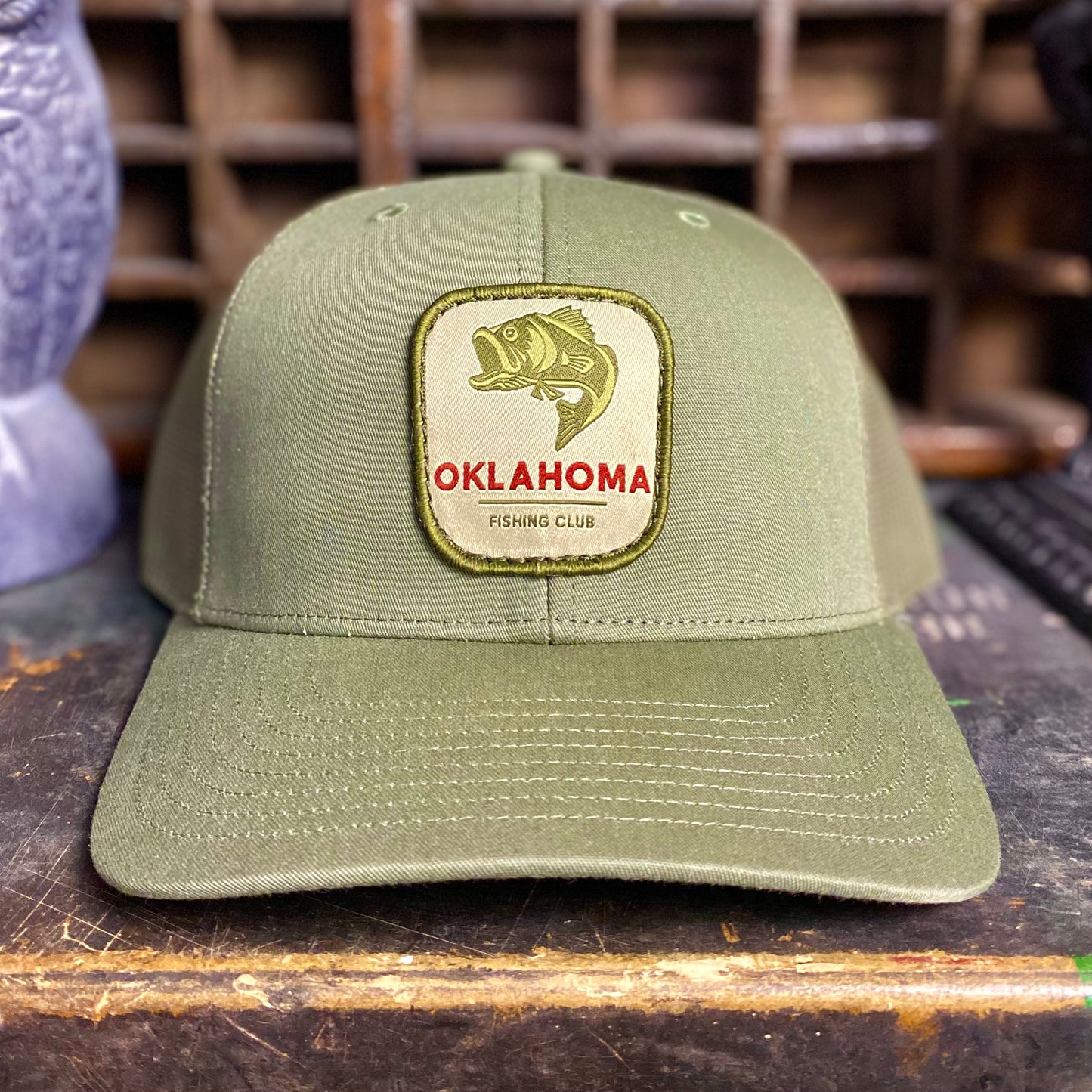 Oklahoma Fishing Club Hat - Green trucker