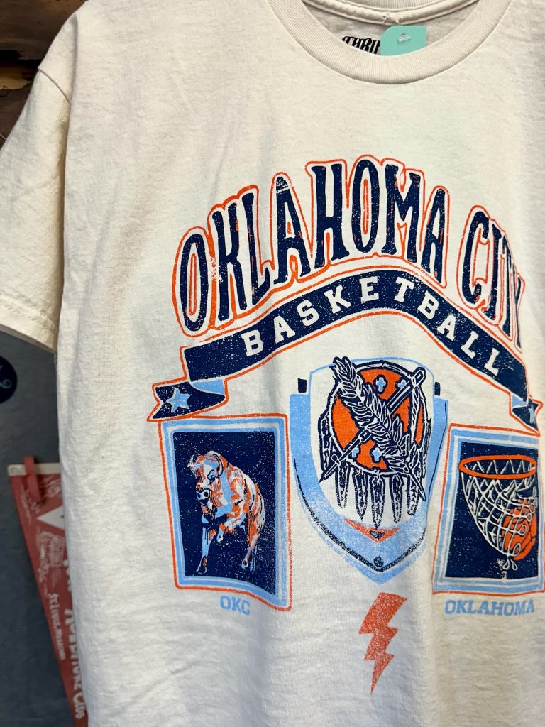 OKC Patch Thrifted Tee - Off White