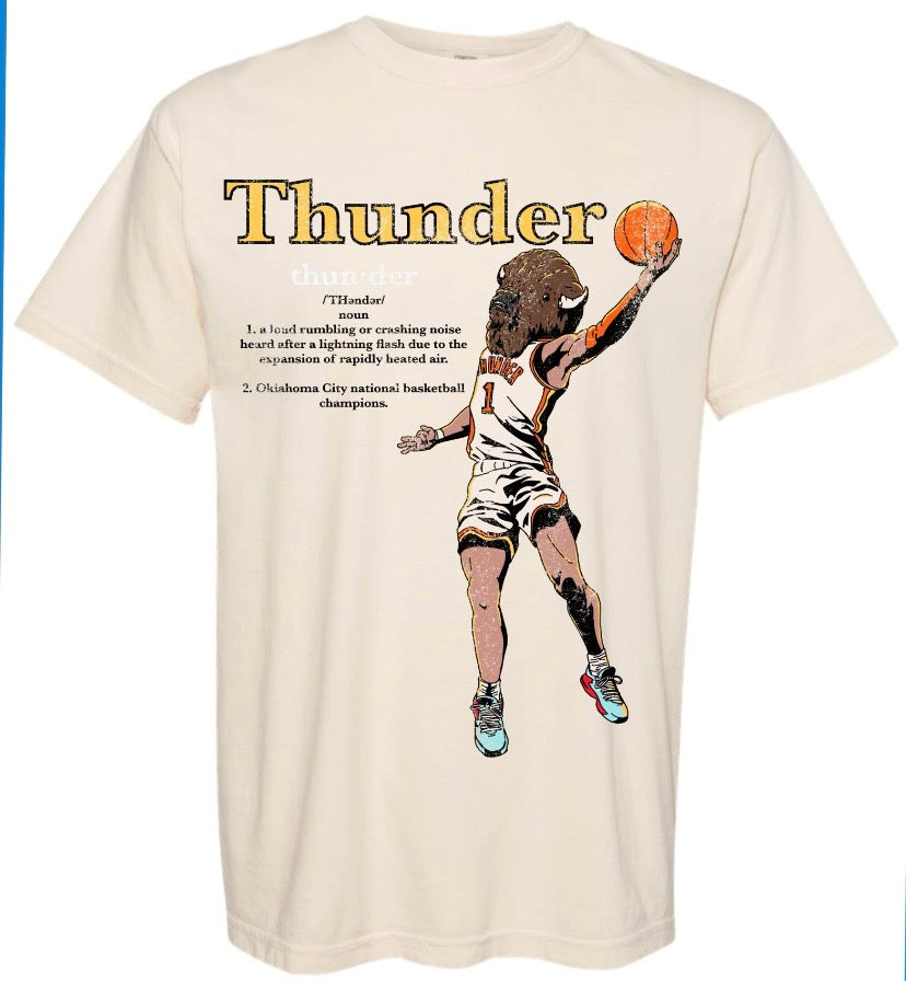 OKC Bison Head Player Thrifted Tee - Off White