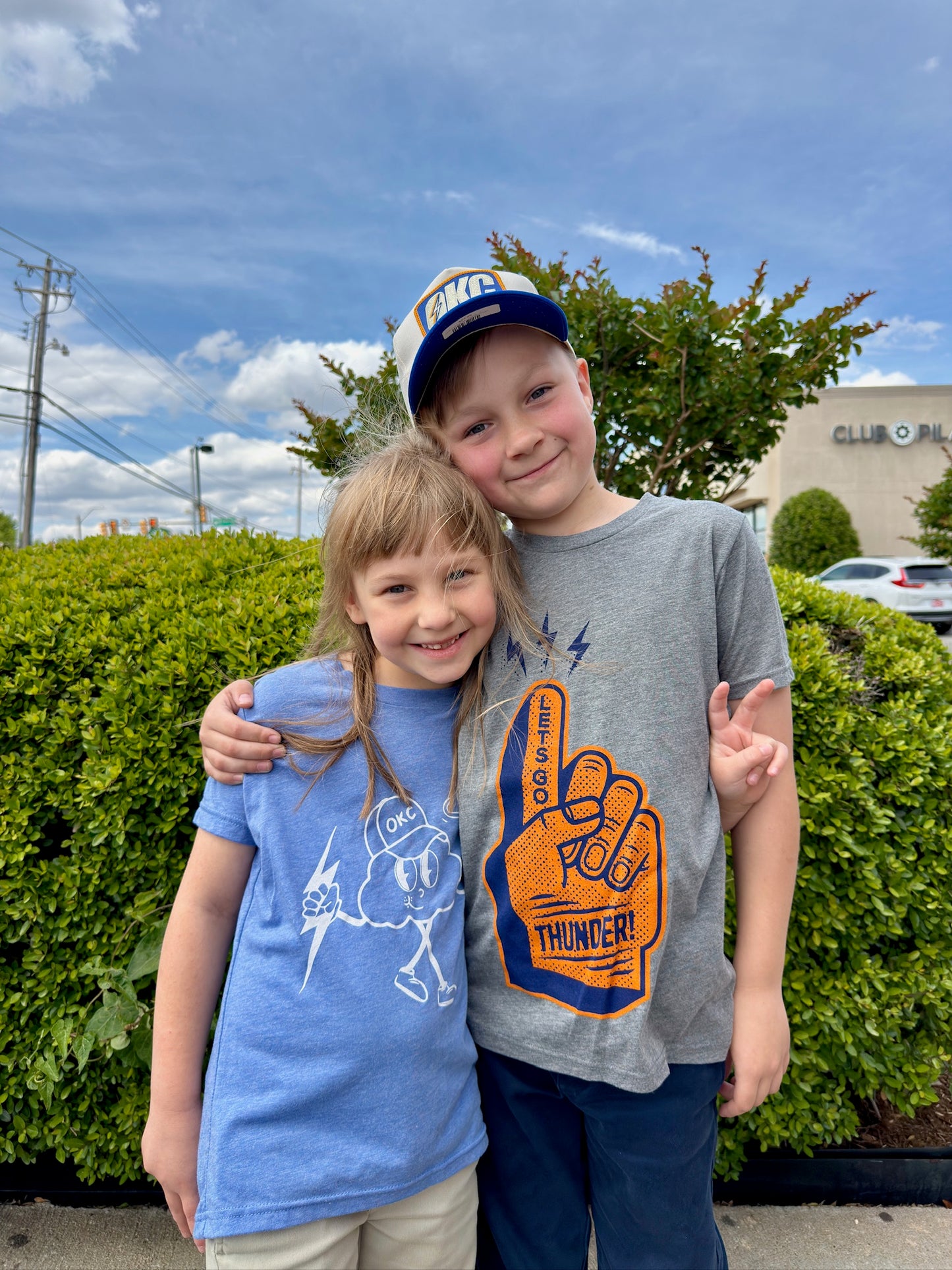 OKC Basketball Cartoon Kid's Tee - Blue