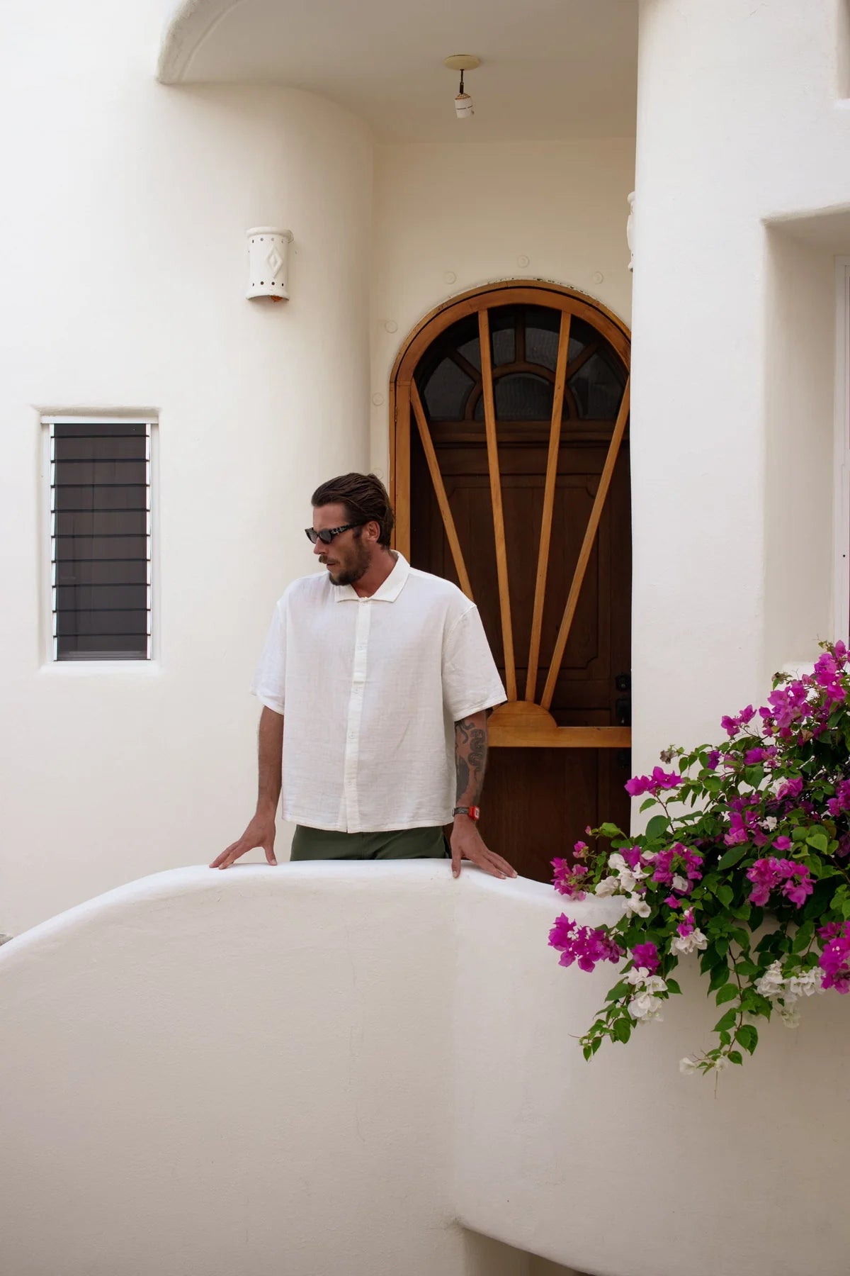 Leads Relaxed Check SS Shirt - White
