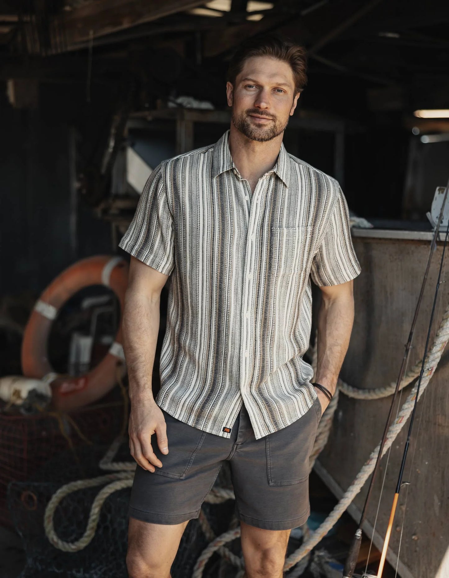 Freshwater Button Up Shirt - Sandy Shore Stripe
