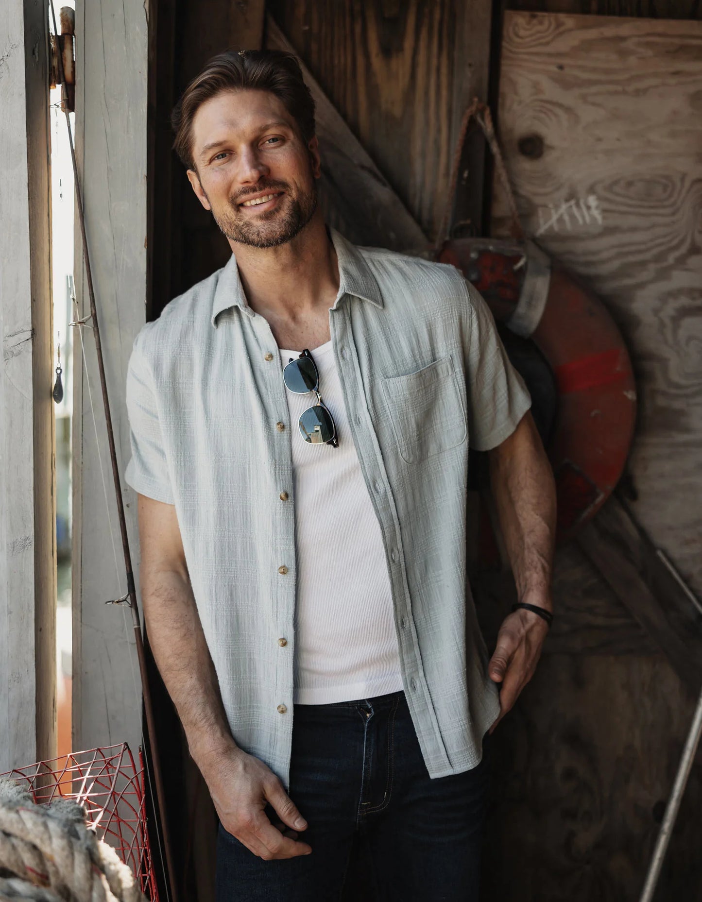 Freshwater Button Up Shirt - Misty Harbor Dobby