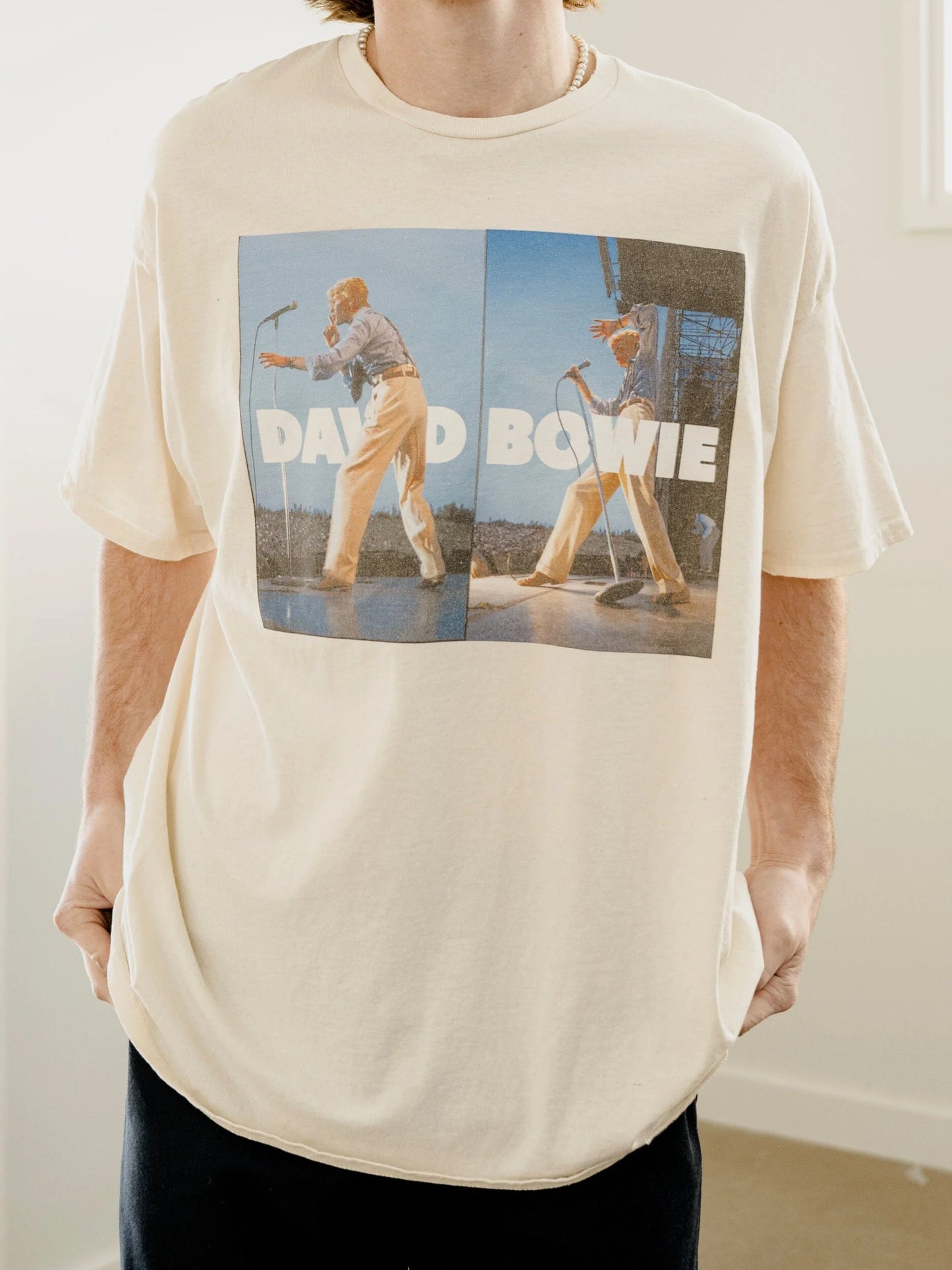 David Bowie 1983 Tour Thrifted Tee - Off White