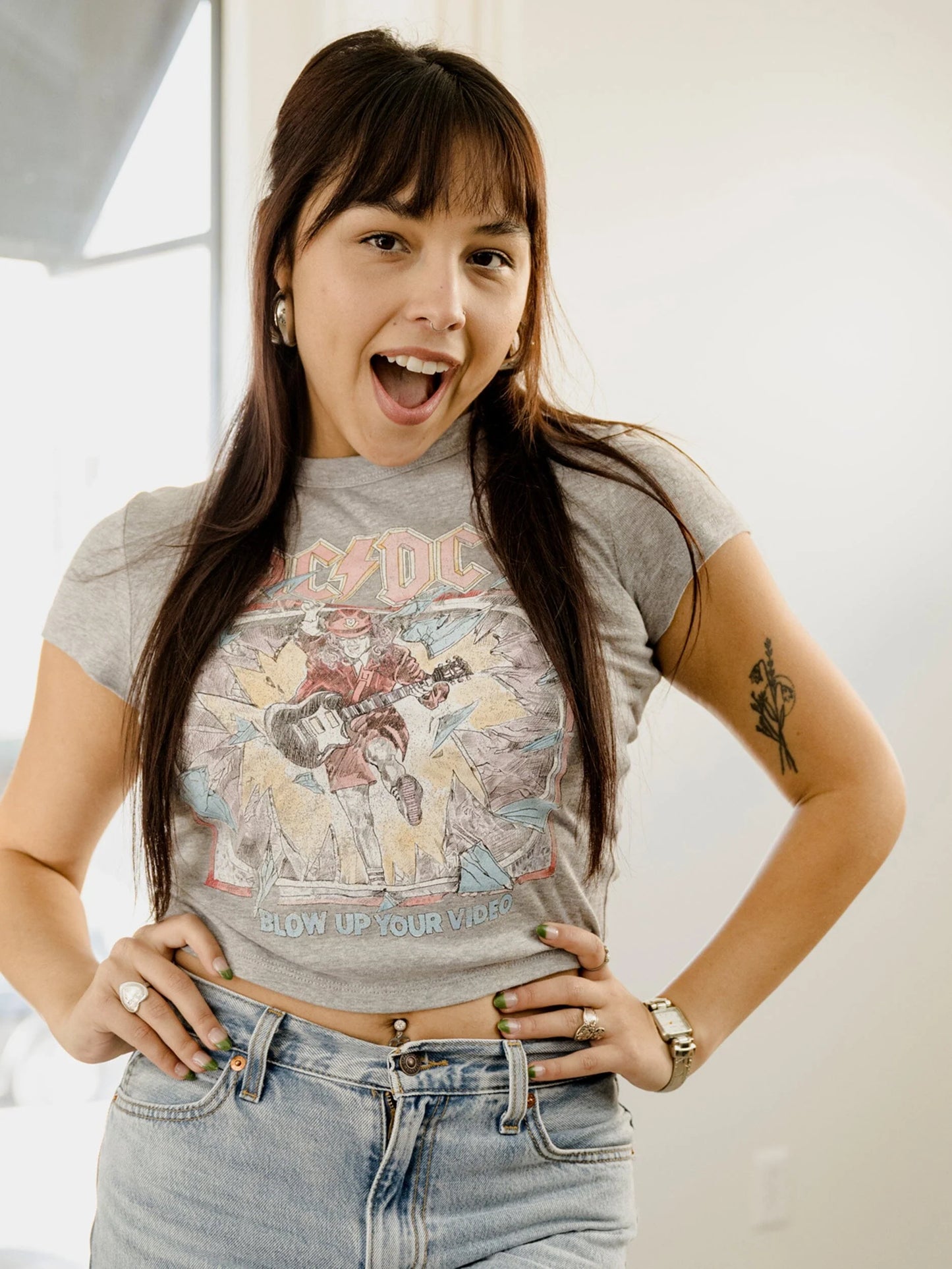 ACDC Blow Up Video Micro Tee - Grey