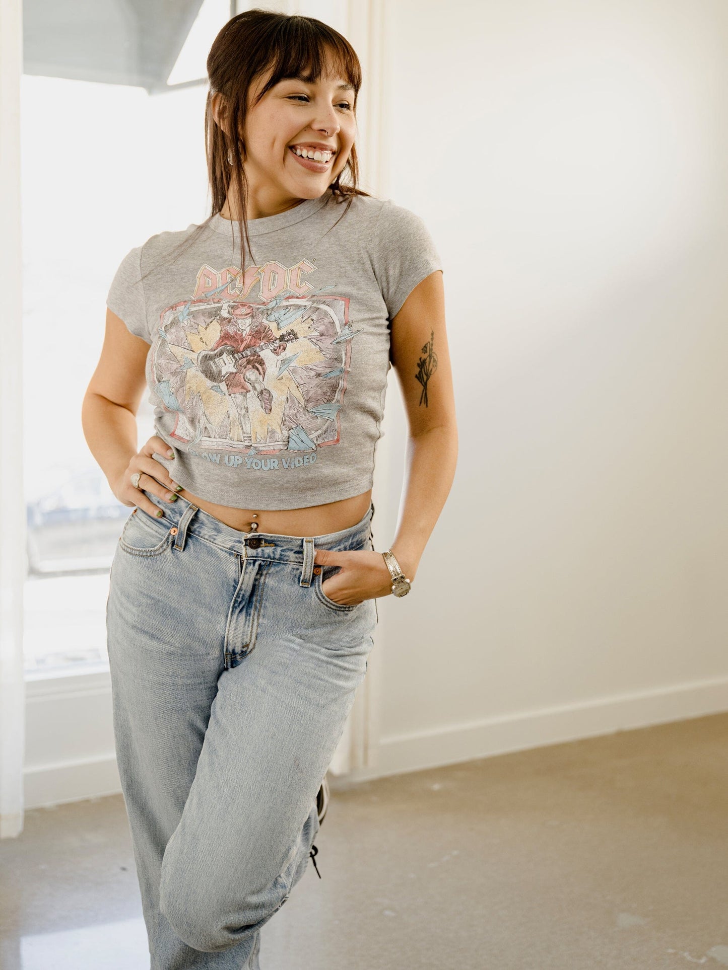 ACDC Blow Up Video Micro Tee - Grey